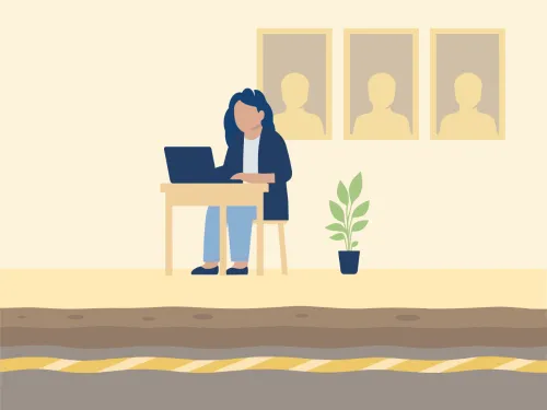 Illustratie van persoon met een laptop